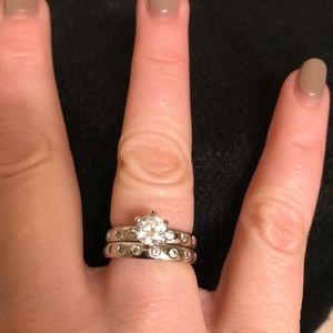 3.5ct CZ White Gold Rhodium Wedding Engagement Set